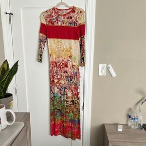 Jean Paul Gaultier Red Sheath Long Sleeve Dress